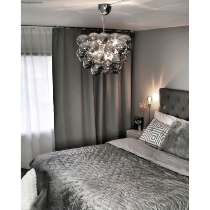 ByRydens - Lustra ar auklu GROSS 8xG9/4W/230V dūmakains/melna d. 50 cm