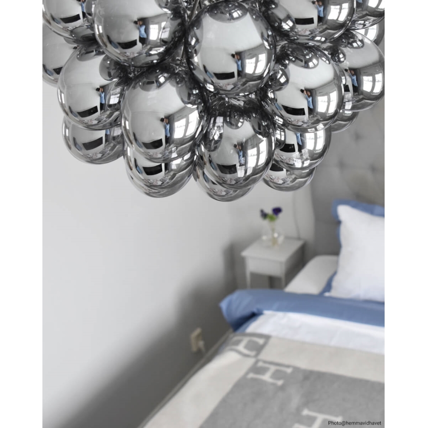 ByRydens - Lustra ar auklu GROSS 8xG9/4W/230V dūmakains/melna d. 50 cm
