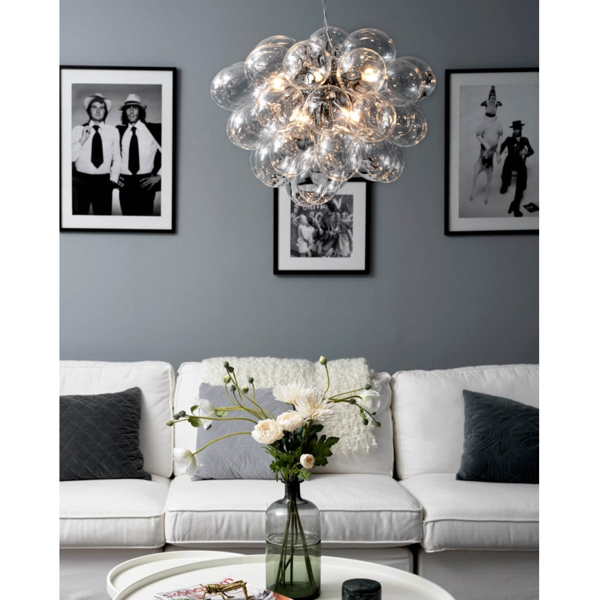 ByRydens - Lustra ar auklu GROSS 8xG9/4W/230V caurspīdīga d. 50 cm