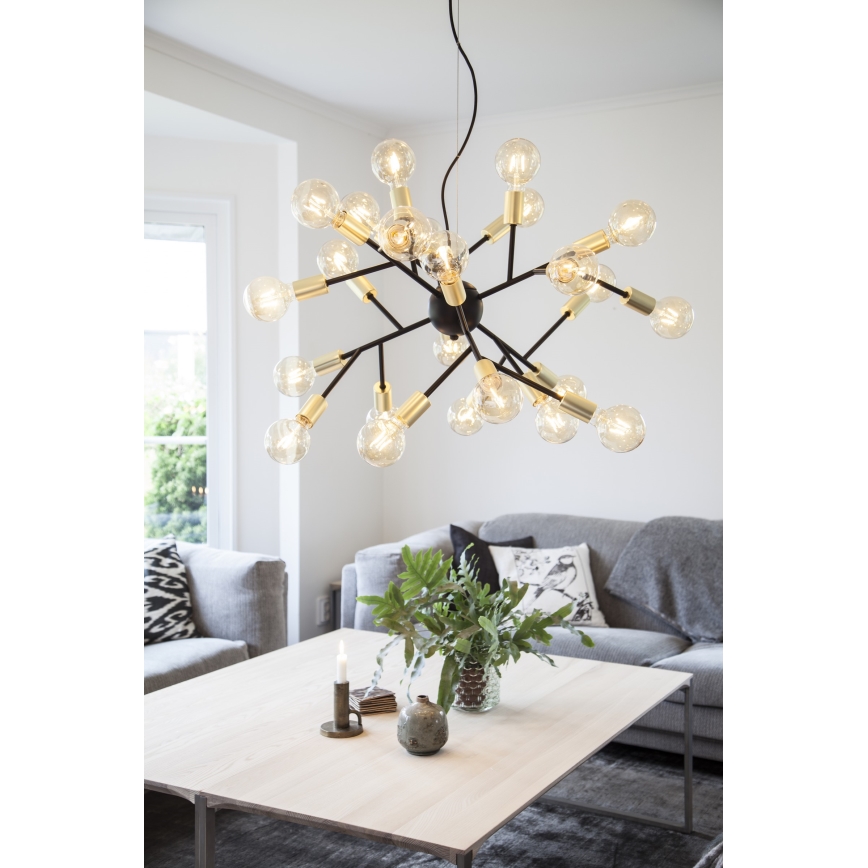 ByRydens - Lustra ar auklu HEROES 24xE27/5W/230V melna d. 80 cm