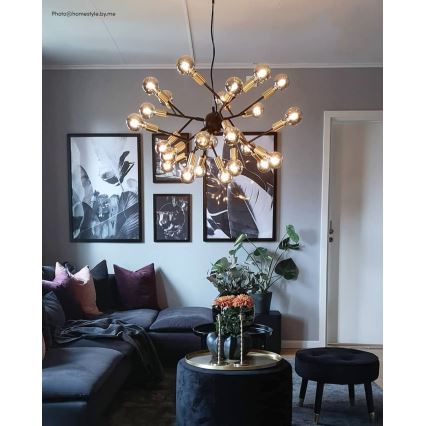 ByRydens - Lustra ar auklu HEROES 24xE27/5W/230V melna d. 80 cm