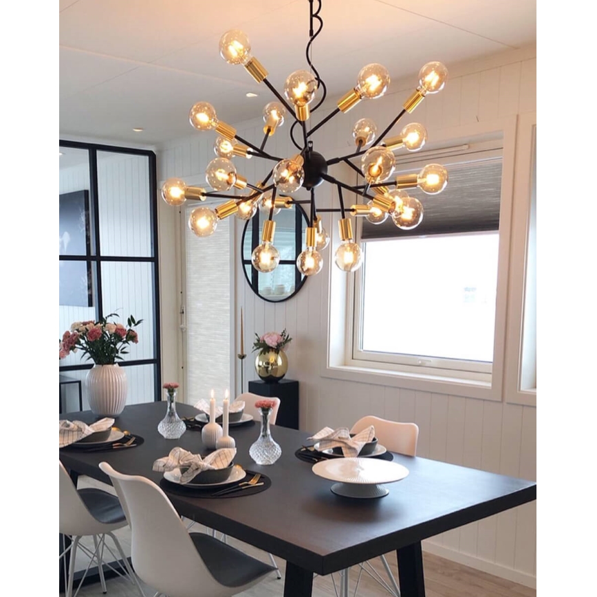 ByRydens - Lustra ar auklu HEROES 24xE27/5W/230V melna d. 80 cm