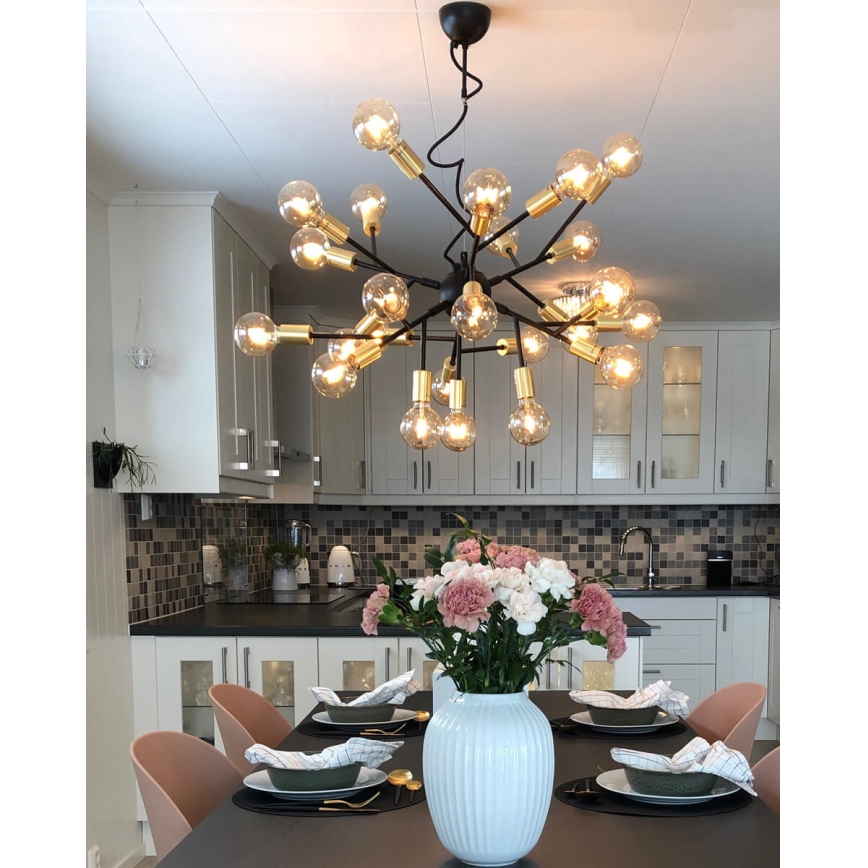 ByRydens - Lustra ar auklu HEROES 24xE27/5W/230V melna d. 80 cm