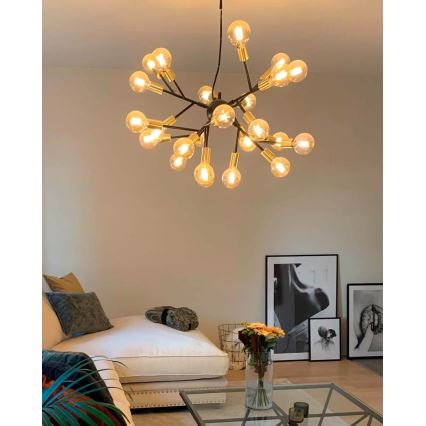 ByRydens - Lustra ar auklu HEROES 24xE27/5W/230V melna d. 80 cm