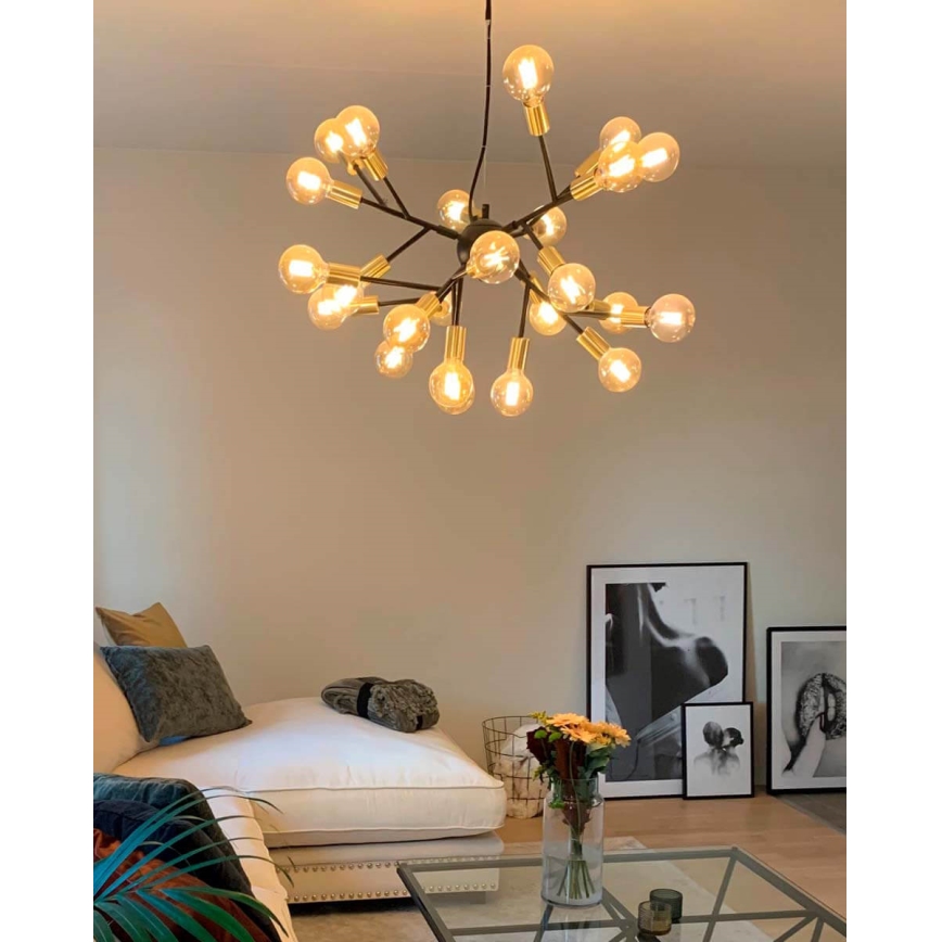 ByRydens - Lustra ar auklu HEROES 24xE27/5W/230V melna d. 80 cm