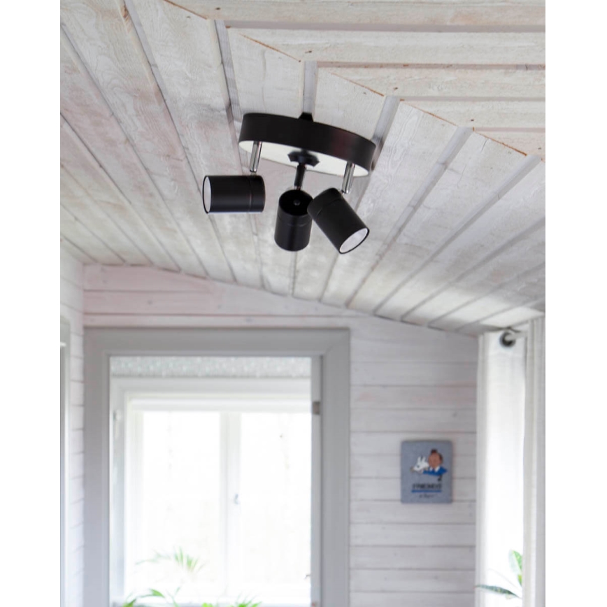 ByRydens - Starmetis CORRECT 3xGU10/7W/230V melna d. 20 cm