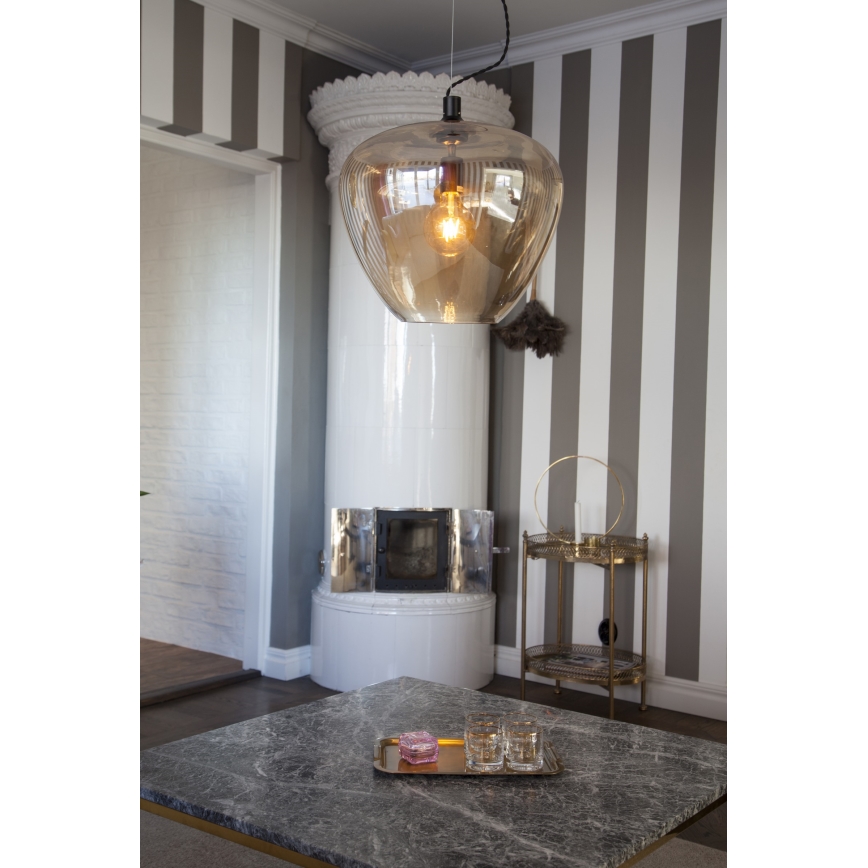 ByRydens - Lustra ar auklu BELLISSIMO 1xE27/8W/230V dūmakains/brūna d. 40 cm