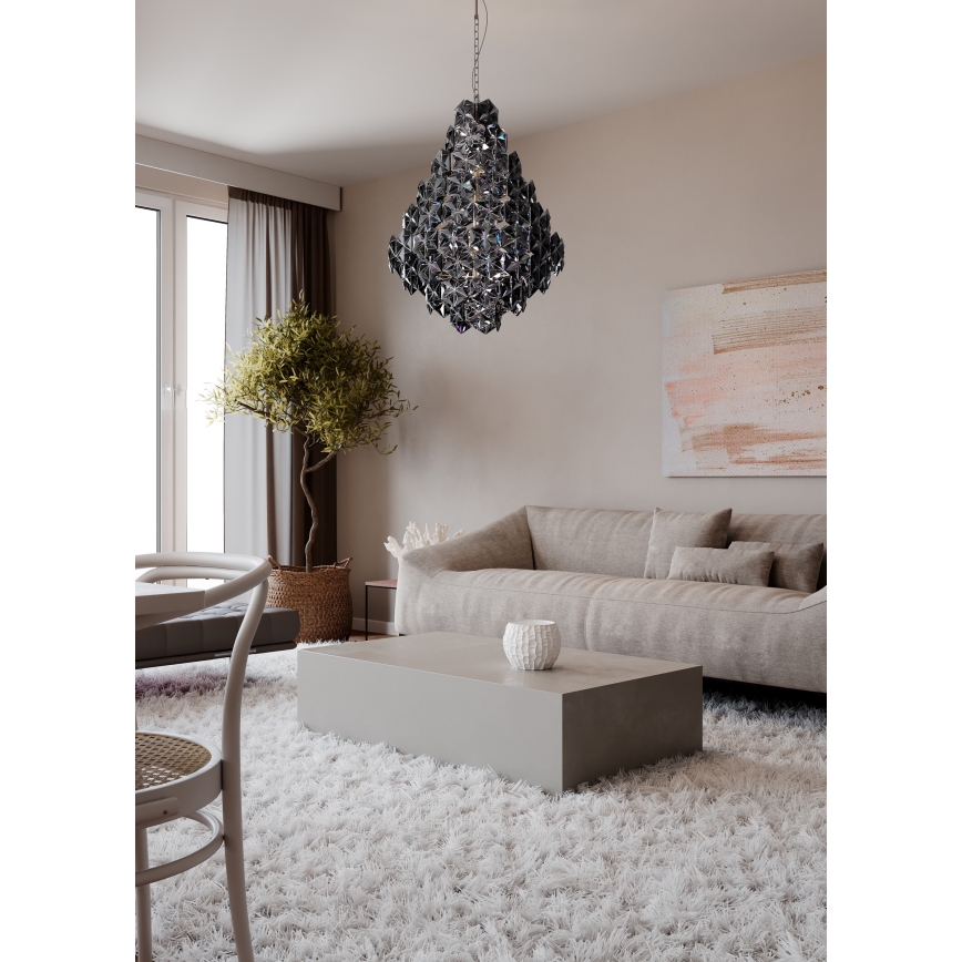 ByRydens - Lustra ar ķēdi MONARQUE GRANDE 11xE14/5W/230V melna d. 58 cm
