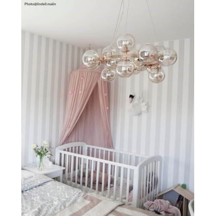 ByRydens - Lustra ar auklu SPLENDOR 15xG9/5W/230V dūmakains/brūna d. 58 cm