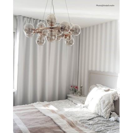 ByRydens - Lustra ar auklu SPLENDOR 15xG9/5W/230V dūmakains/brūna d. 58 cm