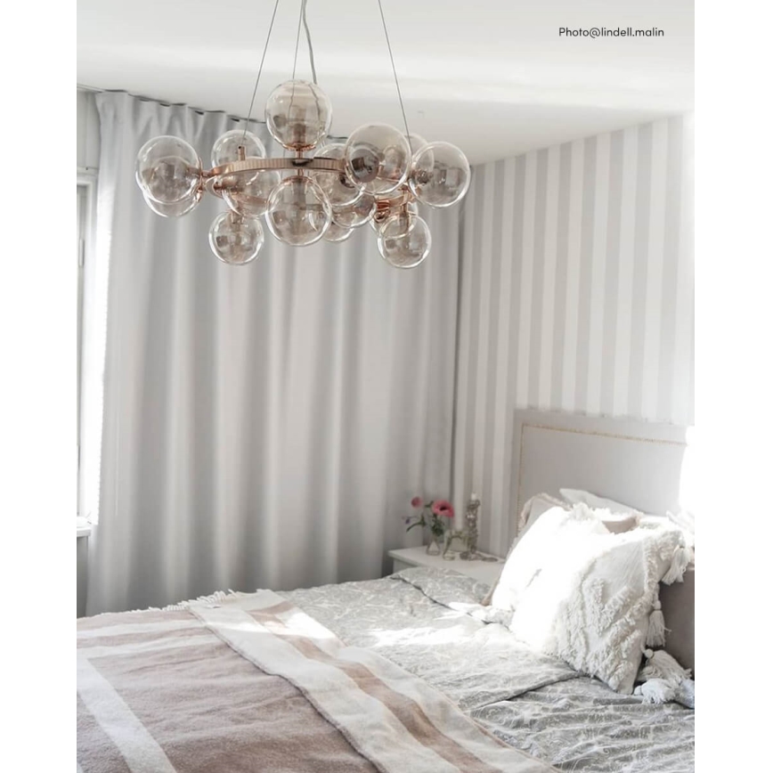 ByRydens - Lustra ar auklu SPLENDOR 15xG9/5W/230V dūmakains/brūna d. 58 cm
