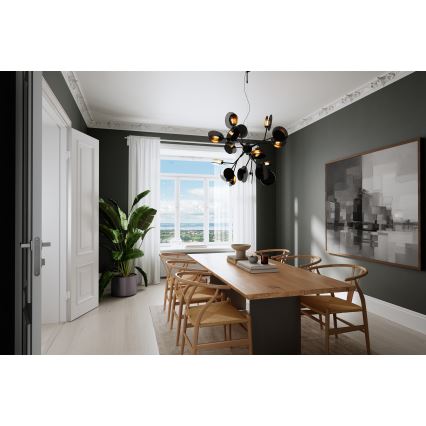 ByRydens - Lustra ar auklu TURNO 18xG9/4W/230V zelta/melna d. 80 cm