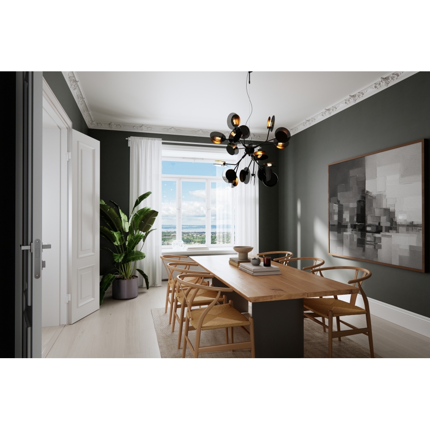 ByRydens - Lustra ar auklu TURNO 18xG9/4W/230V zelta/melna d. 80 cm