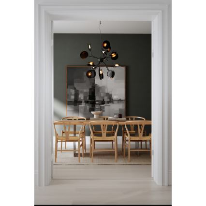 ByRydens - Lustra ar auklu TURNO 18xG9/4W/230V zelta/melna d. 80 cm