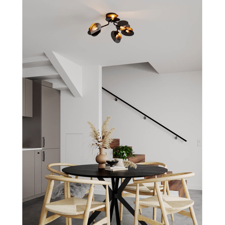 ByRydens - Virsapmetuma lustra TURNO 6xG9/4W/230V zelta/melna