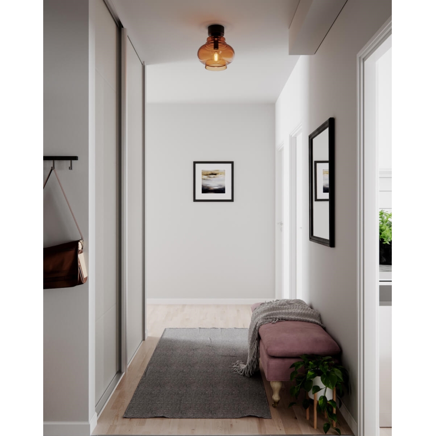 ByRydens - Griestu lampa DOLORES 1xE27/5W/230V Ø 30 cm brūna/dūmakaina