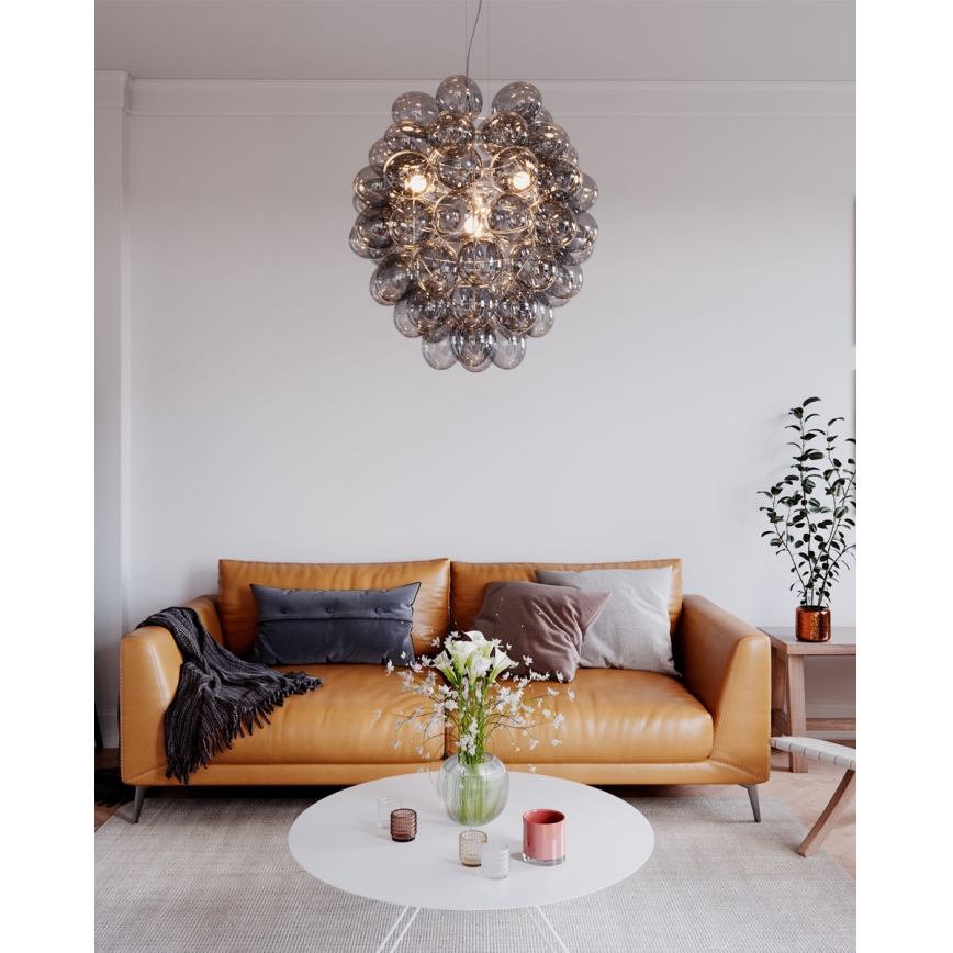 ByRydens - Lustra uz kabeļa DELUXE 4xE14/5W/230V pelēka/dūmaina