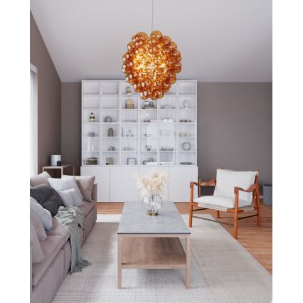 ByRydens - Lustra ar auklu DELUXE 4xE14/5W/230V dūmakains/brūna d. 64 cm