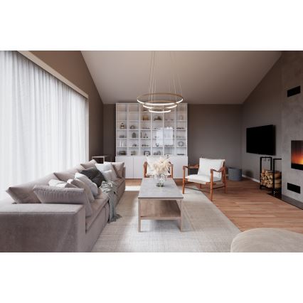 ByRydens - LED lustra uz troses TRIONE LED/45W/230V bēša Ø 80 cm