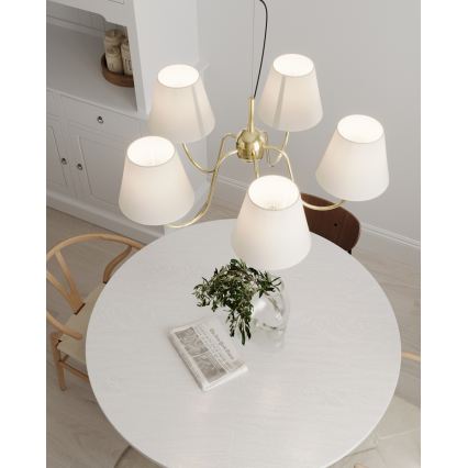 ByRydens - Lustra uz troses LYNF 5xE14/8W/230V misiņš/balts