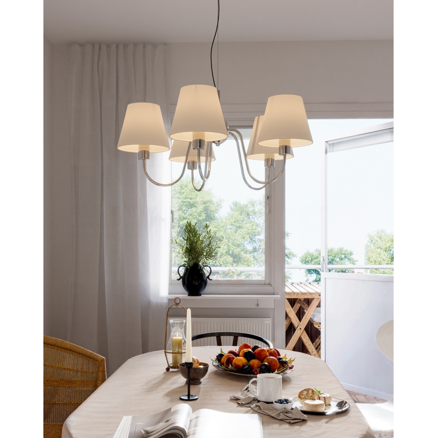 ByRydens - Pakaramā lampa ar vadu LYNF 5xE14/8W/230V spīdīgs hroms/balts