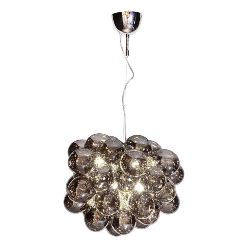 ByRydens - Lustra ar auklu GROSS 8xG9/4W/230V dūmakains/melna d. 50 cm
