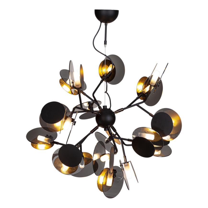 ByRydens - Lustra ar auklu TURNO 18xG9/4W/230V zelta/melna d. 80 cm