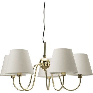 ByRydens - Lustra uz troses LYNF 5xE14/8W/230V misiņš/balts