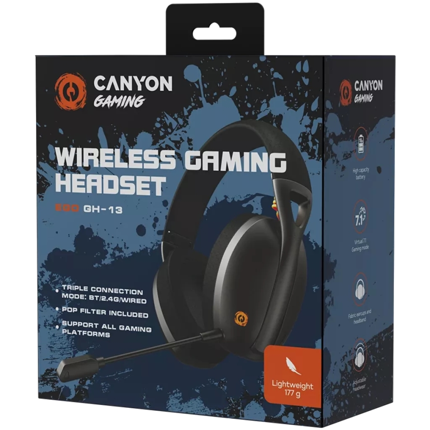 Canyon - Bezvadu austiņas ar mikrofonu 400 mAh melna