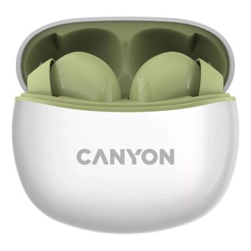 Canyon - Bezvadu stereo earphones True Bezvadu 500 mAh + 2x 40 mAh balta/zaļa