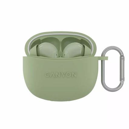 Canyon - Bezvadu stereo earphones True Bezvadu 500 mAh + 2x 40 mAh balta/zaļa