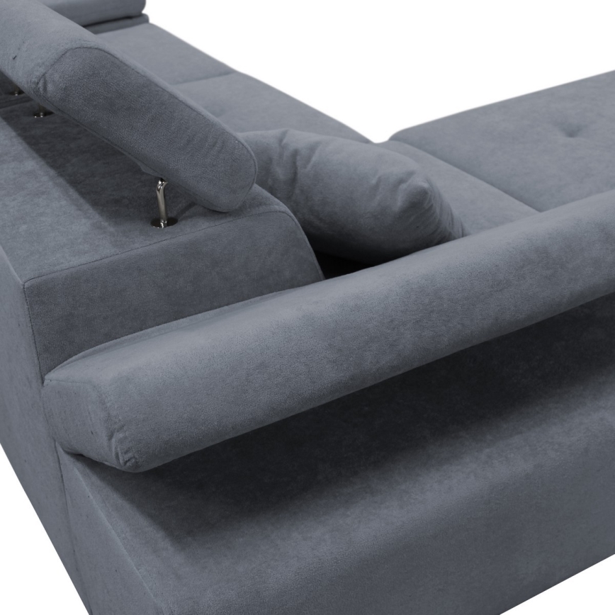 Izvelkamais L-veida stūra dīvāns CASTELO ar uzglabāšanas nodalījumu, kreisais, tumši pelēks