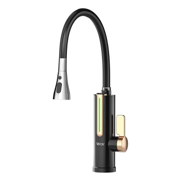 Caurplūdes ūdens sildītājs ar LED displeju 3000W/230V IPX4 melns/zeltains