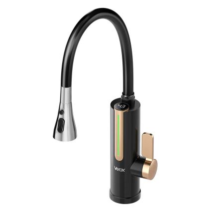 Caurplūdes ūdens sildītājs ar LED displeju 3000W/230V IPX4 melns/zeltains