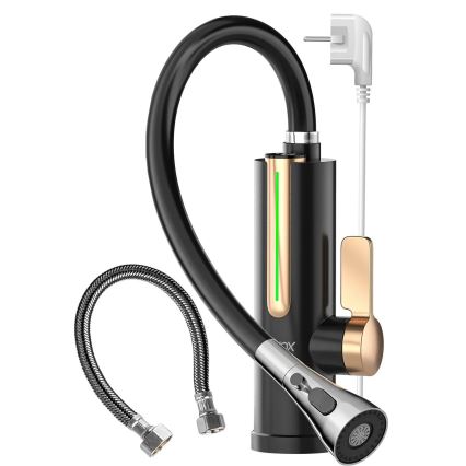 Caurplūdes ūdens sildītājs ar LED displeju 3000W/230V IPX4 melns/zeltains