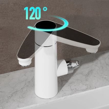 Caurplūdes ūdens sildītājs ar LED ekrānu 3000W/230V IPX4 balta