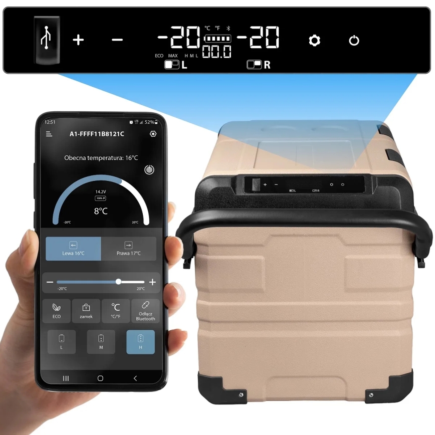 Ceļojumu ledusskapis ar LCD ekrānu 39 l 230V/12V/24V brūna