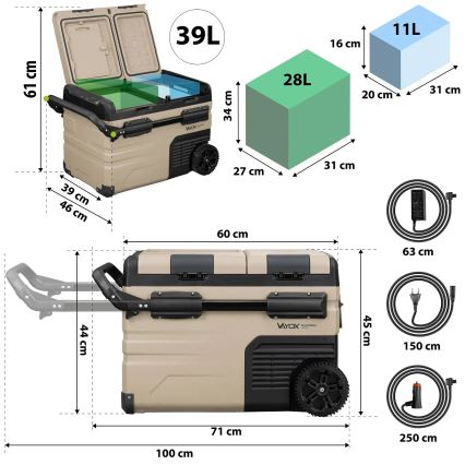 Ceļojumu ledusskapis ar LCD ekrānu 39 l 230V/12V/24V brūna
