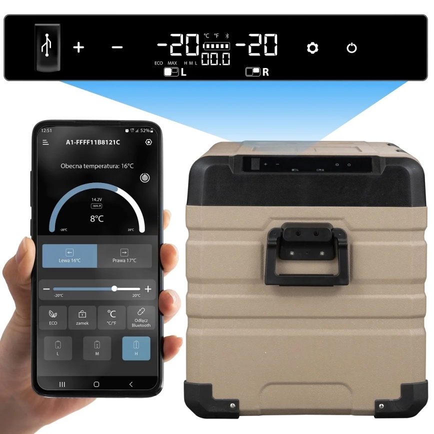 Ceļojumu ledusskapis ar LCD ekrānu 39 l 230V/12V/24V brūna