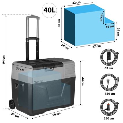 Ceļojumu ledusskapis ar LCD ekrānu 40 l 230V/12V/24V melna