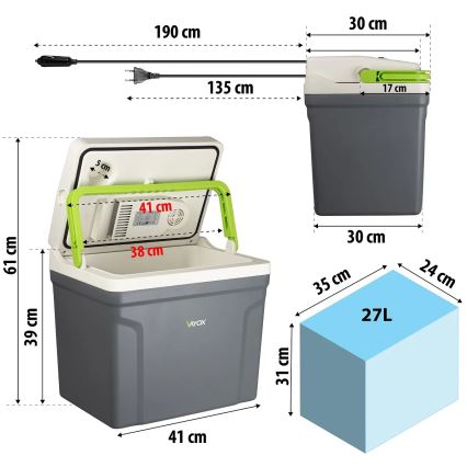 Ceļojumu ledusskapis ar sildīšanas funkciju 27 l 230V/12V/24V pelēka