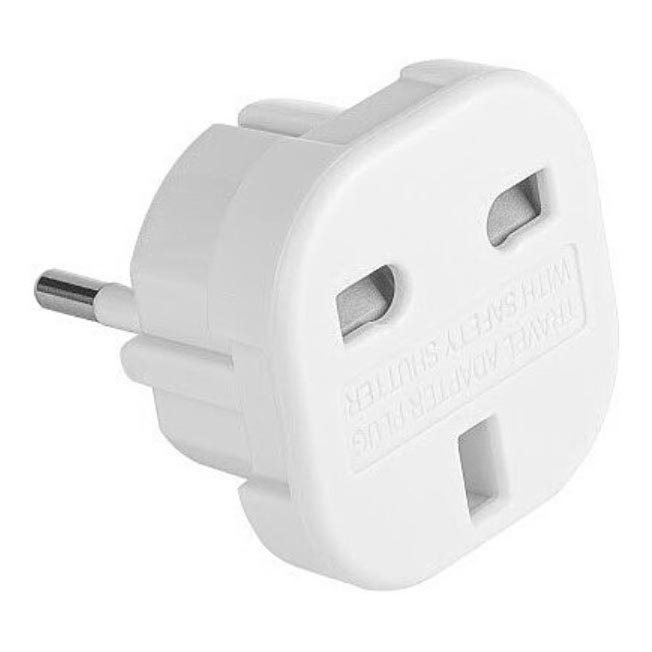 Ceļojumu pārveidotājs/adapteris UK/EU 230V balta