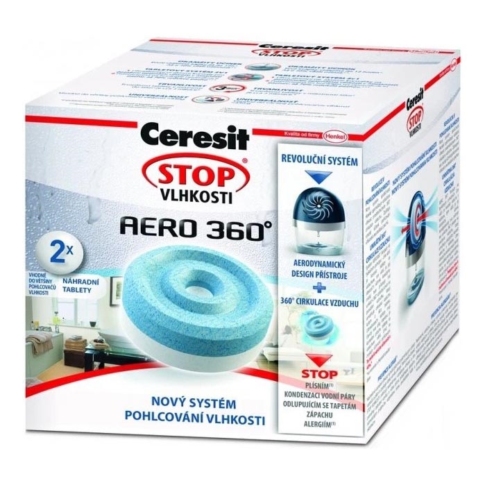 Ceresit - Tabletes gaisa mitruma savācējam 2‑in‑1 AERO 360° 2x 450 g neitrālas