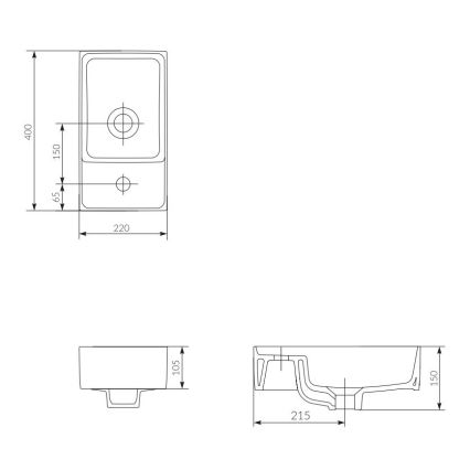Cersanit K114-004 - Izlietne uz virsmas CREA 22x40 cm keramika/spīdīgi balta