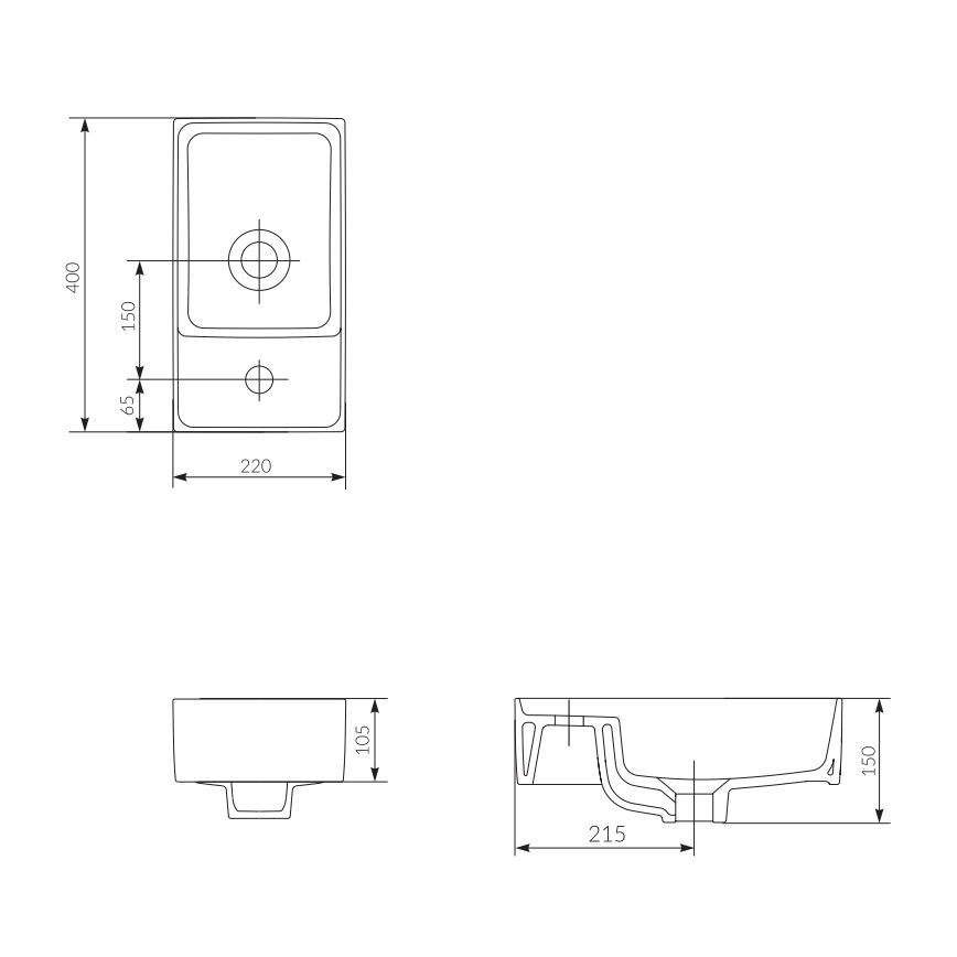 Cersanit K114-004 - Izlietne uz virsmas CREA 22x40 cm keramika/spīdīgi balta