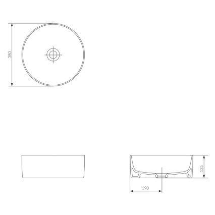 Cersanit K114-020 - Izlietne uz virsmas CREA diametrs 38 cm keramika/spīdīgi balta