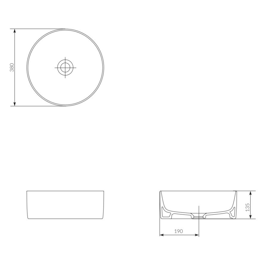 Cersanit K114-020 - Izlietne uz virsmas CREA diametrs 38 cm keramika/spīdīgi balta
