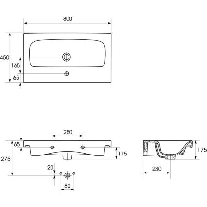 Cersanit K116-013-ECO - MODUO virsmas/karājamā izlietne 45x80 cm keramika/spīdīgi balta