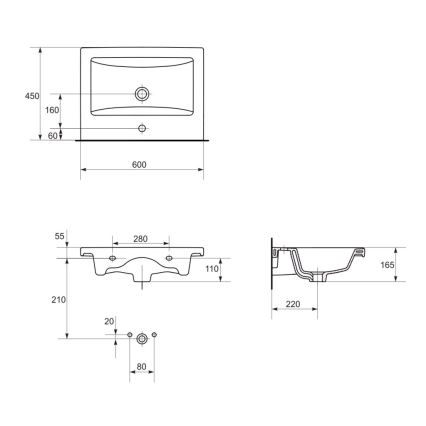 Cersanit K32-003-BOX - Izlietne uz virsmas/piekaramā COMO 45x60 cm keramika/glancēta balta