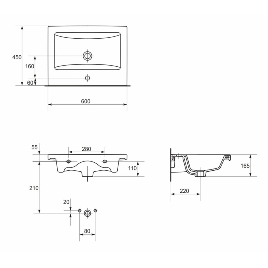 Cersanit K32-003-ECO - Izlietne uz virsmas/piekaramā COMO 45x60 cm keramika/spīdīgi balta